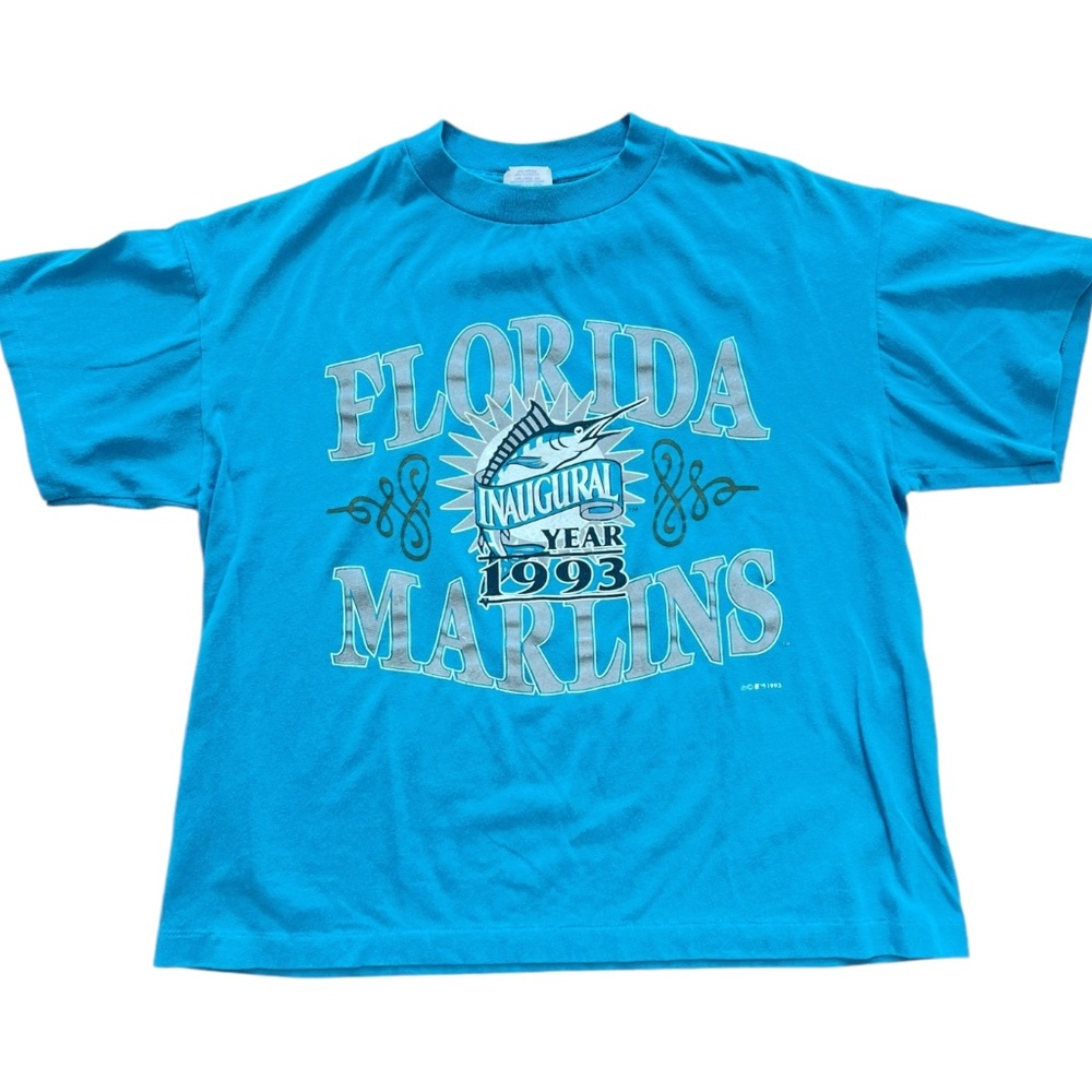 Vintage 90s 1993 Florida Marlins Inaugural Year Single Stitch T-shirt MLB Size L